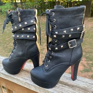 Black 4” chunky heels boots! Worn once and look killer on! Very comfortable.